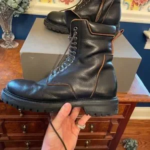 Rick Owens low combat boots “rare color” Rick Owens RARE Rick Owens Geobasket Tan Leather | Grailed main image 4